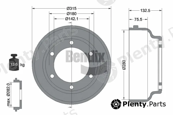 BENDIX Braking BDM1064 — Brake Drum