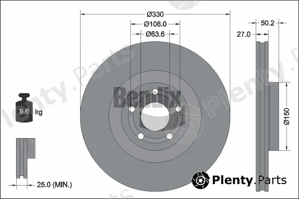 BENDIX Braking BDS2322HC — Brake Disc