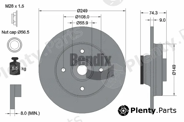 BENDIX Braking BDS1106 — Brake Disc