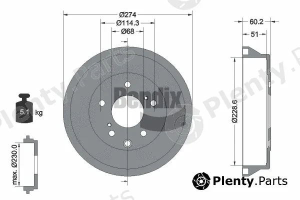 BENDIX Braking BDM1175 — Brake Drum