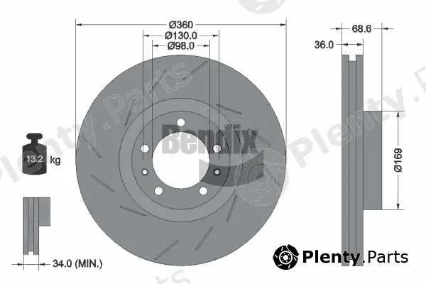 BENDIX Braking BDS2195RHC — Brake Disc