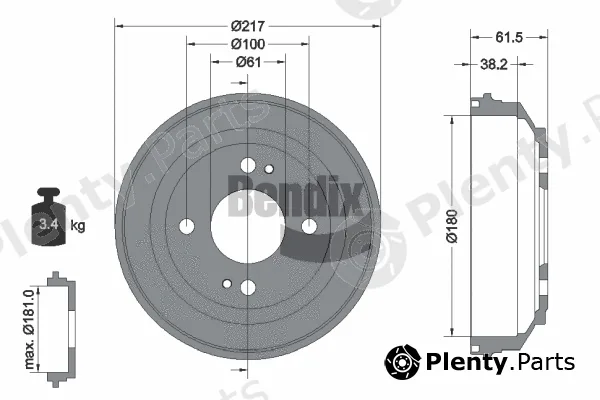 BENDIX Braking BDM1034 — Brake Drum