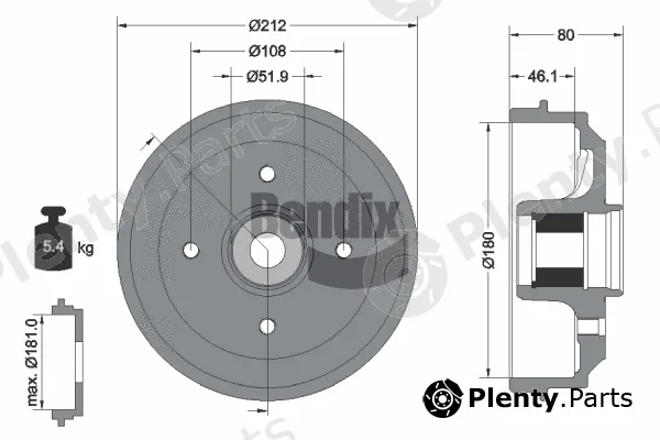 BENDIX Braking BDM1132 — Brake Drum