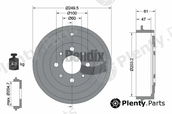 BENDIX Braking BDM1095 — Brake Drum