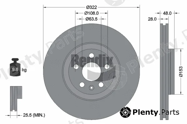 BENDIX Braking BDS1504HC — Brake Disc