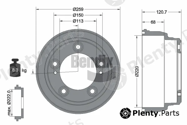 BENDIX Braking BDM1166 — Brake Drum