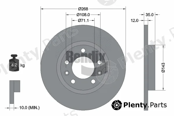 BENDIX Braking BDS1122 — Brake Disc