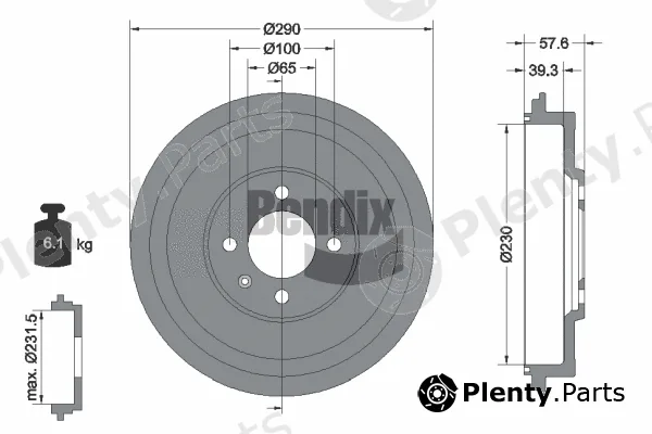 BENDIX Braking BDM1082 — Brake Drum