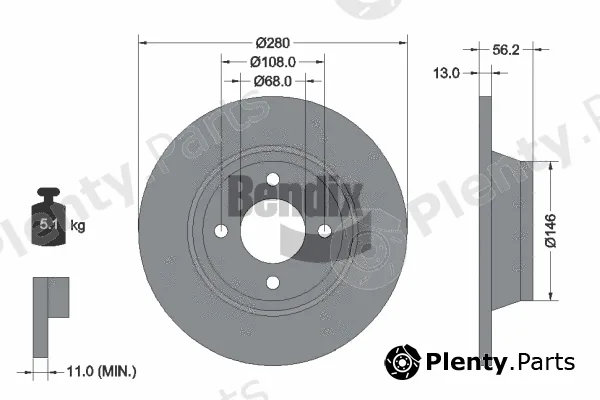 BENDIX Braking BDS1754 — Brake Disc