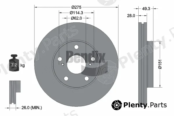 BENDIX Braking BDS1862 — Brake Disc