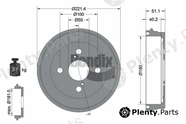 BENDIX Braking BDM1142 — Brake Drum