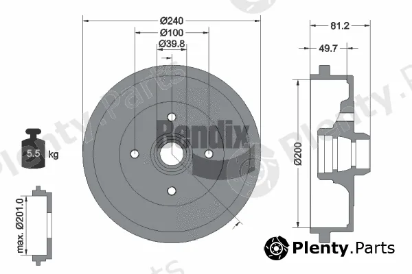 BENDIX Braking BDM1006 — Brake Drum