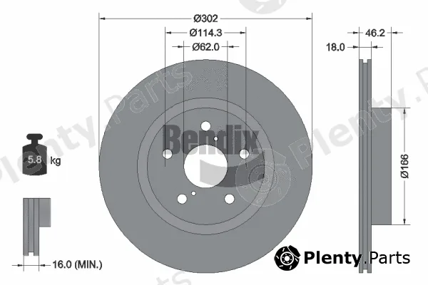 BENDIX Braking BDS1958 — Brake Disc