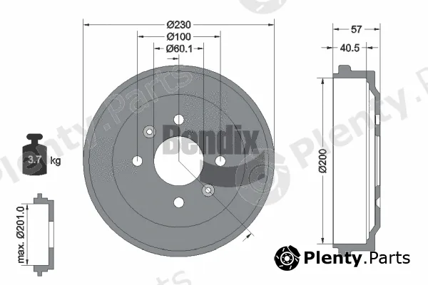 BENDIX Braking BDM1170 — Brake Drum