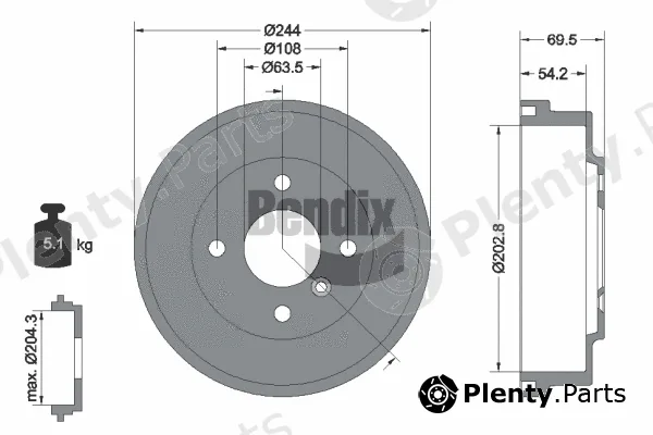 BENDIX Braking BDM1176 — Brake Drum