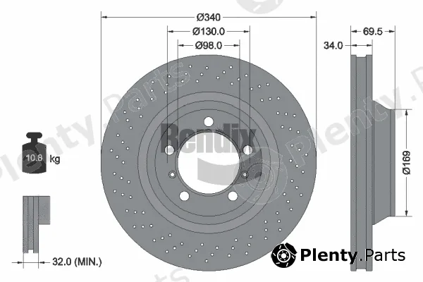 BENDIX Braking BDS2078LHC — Brake Disc