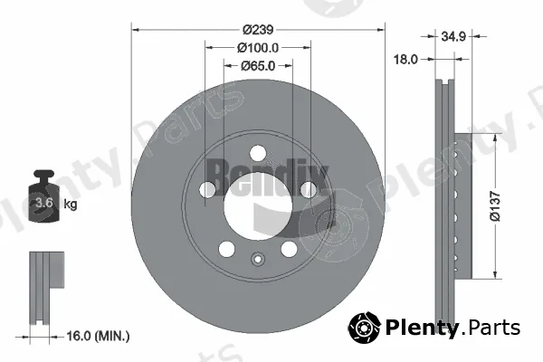 BENDIX Braking BDS1350 — Brake Disc