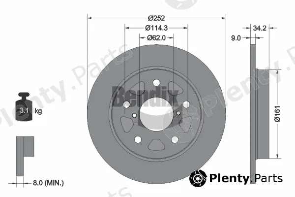 BENDIX Braking BDS2107 — Brake Disc