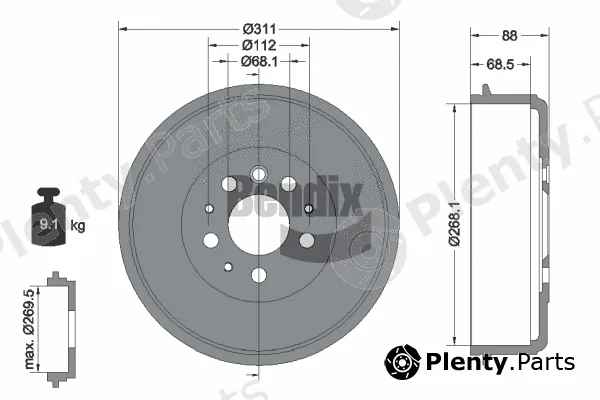 BENDIX Braking BDM1018 — Brake Drum