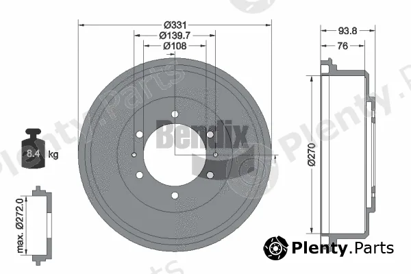 BENDIX Braking BDM1121 — Brake Drum