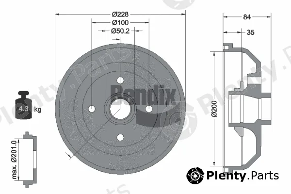 BENDIX Braking BDM1048 — Brake Drum