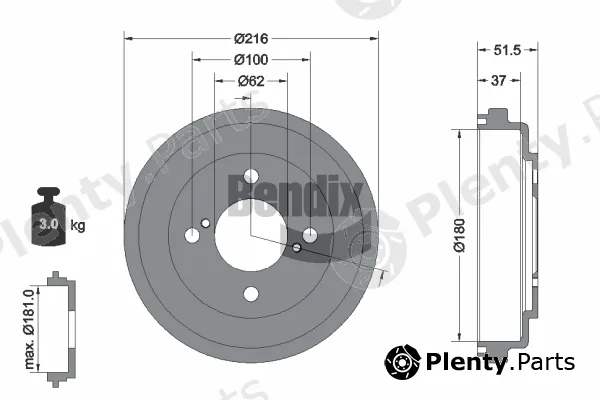 BENDIX Braking BDM1189 — Brake Drum