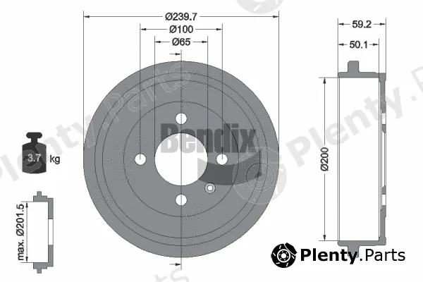 BENDIX Braking BDM1053 — Brake Drum