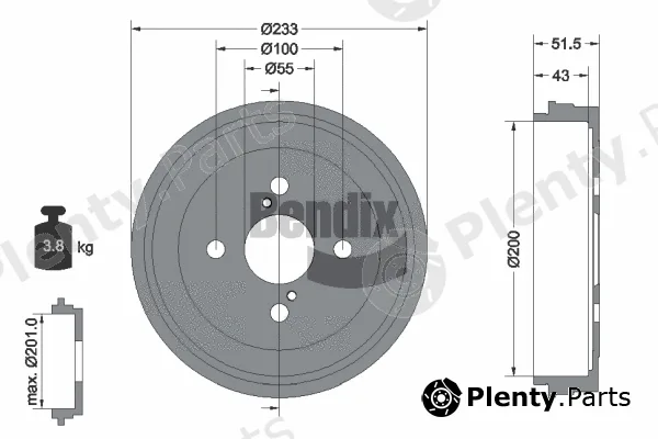 BENDIX Braking BDM1081 — Brake Drum