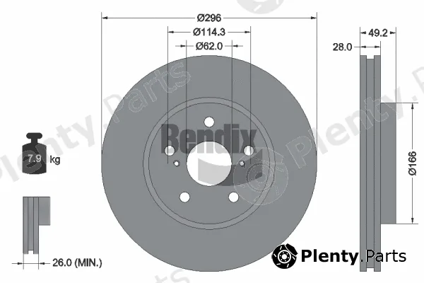 BENDIX Braking BDS1914 — Brake Disc