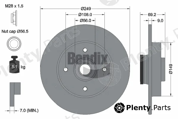 BENDIX Braking BDS1040 — Brake Disc