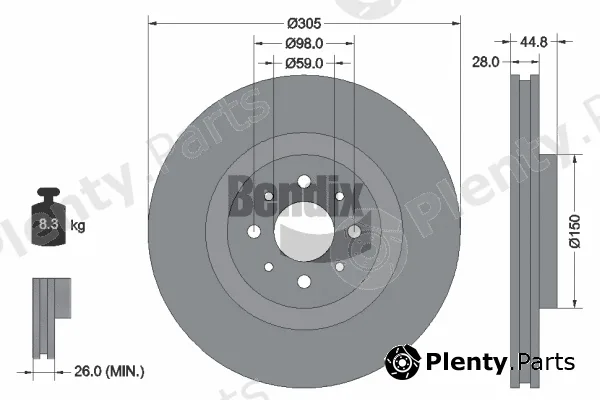 BENDIX Braking BDS2054 — Brake Disc