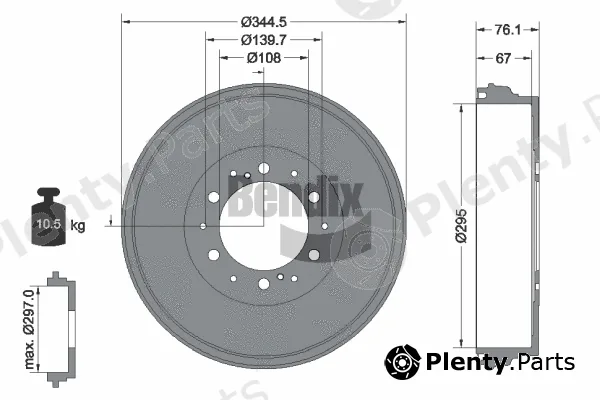 BENDIX Braking BDM1114 — Brake Drum