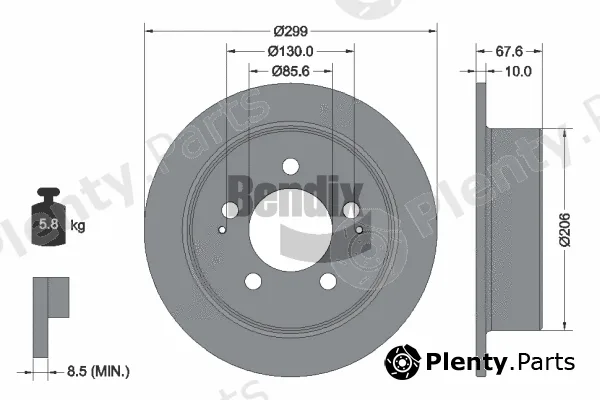BENDIX Braking BDS1825 — Brake Disc