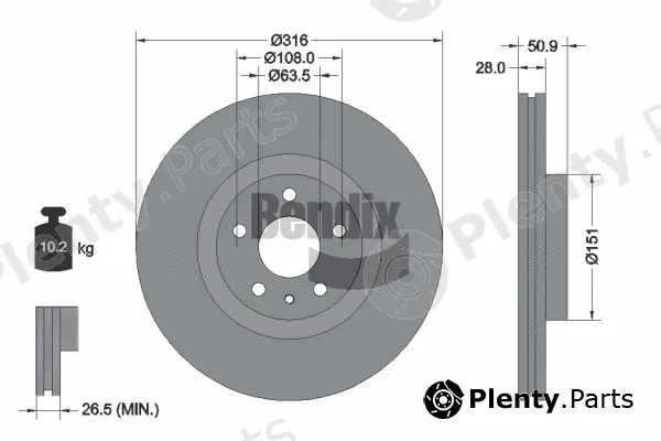 BENDIX Braking BDS1608 — Brake Disc