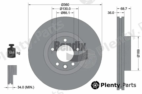 BENDIX Braking BDS1913LHC — Brake Disc