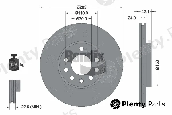 BENDIX Braking BDS1155HC — Brake Disc