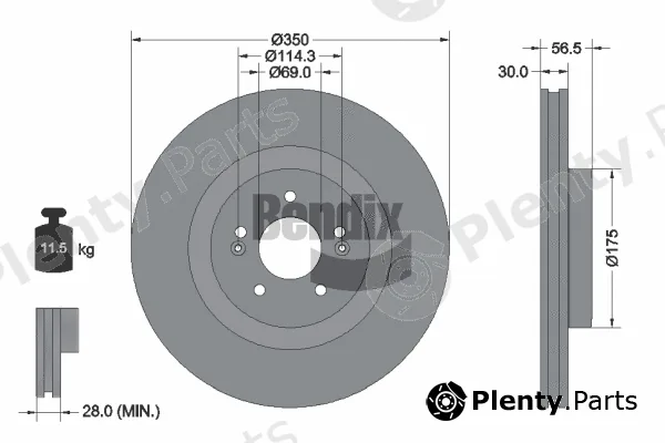 BENDIX Braking BDS2250HC — Brake Disc