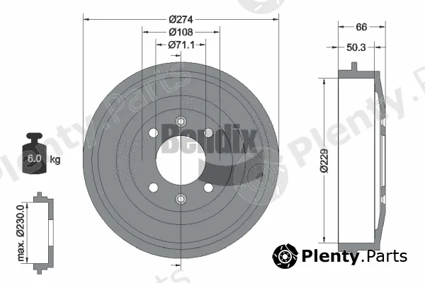 BENDIX Braking BDM1014 — Brake Drum