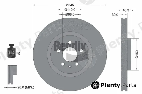 BENDIX Braking BDS2052 — Brake Disc