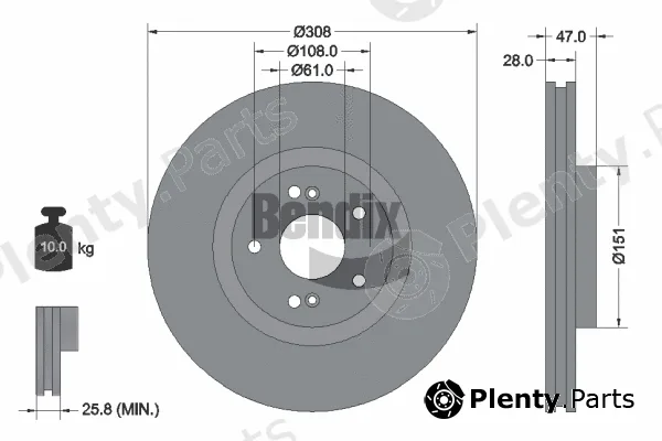 BENDIX Braking BDS1298HC — Brake Disc