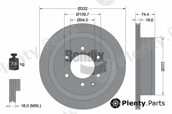 BENDIX Braking BDS1774 — Brake Disc