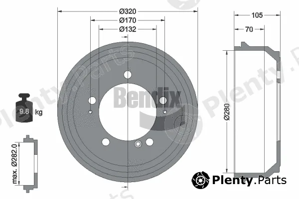 BENDIX Braking BDM1072 — Brake Drum