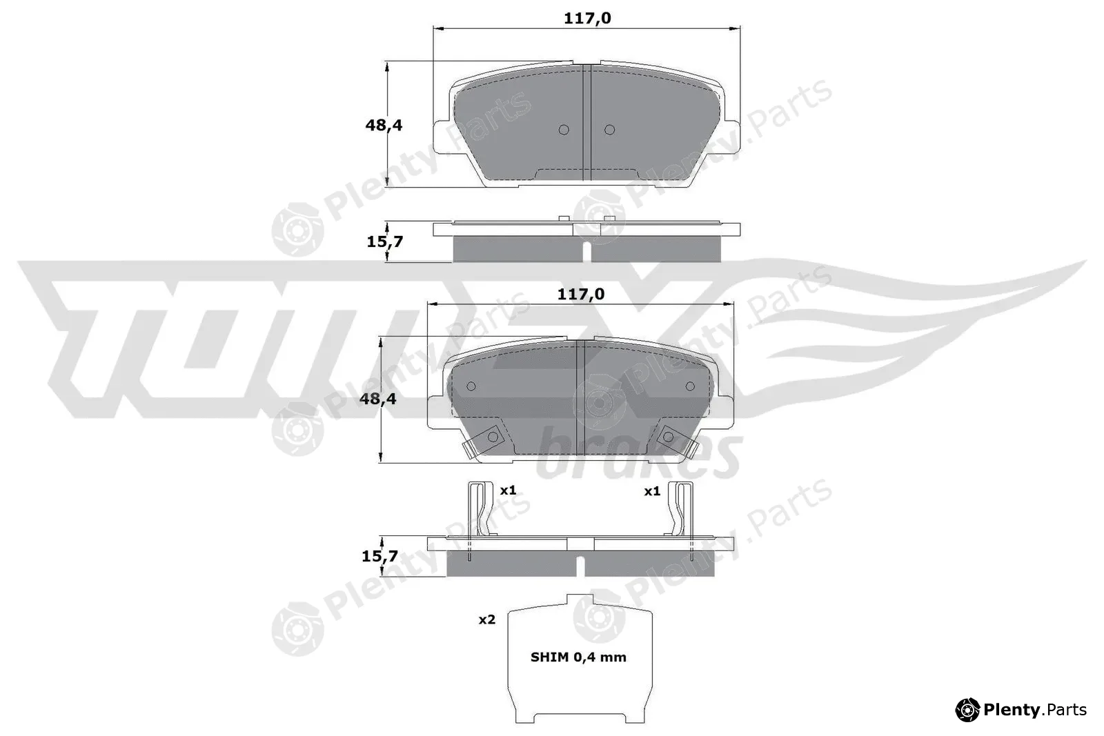 TOMEX Brakes TX17-45 — Brake Pad Set, disc brake
