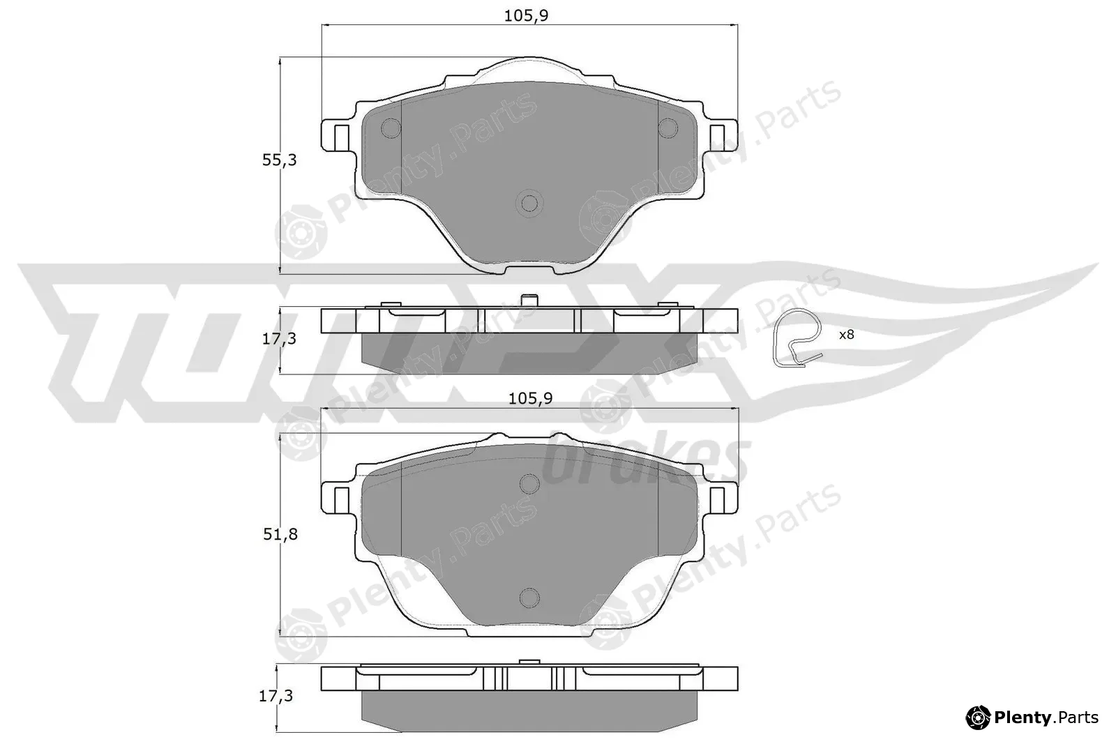 TOMEX Brakes TX18-37 — Brake Pad Set, disc brake