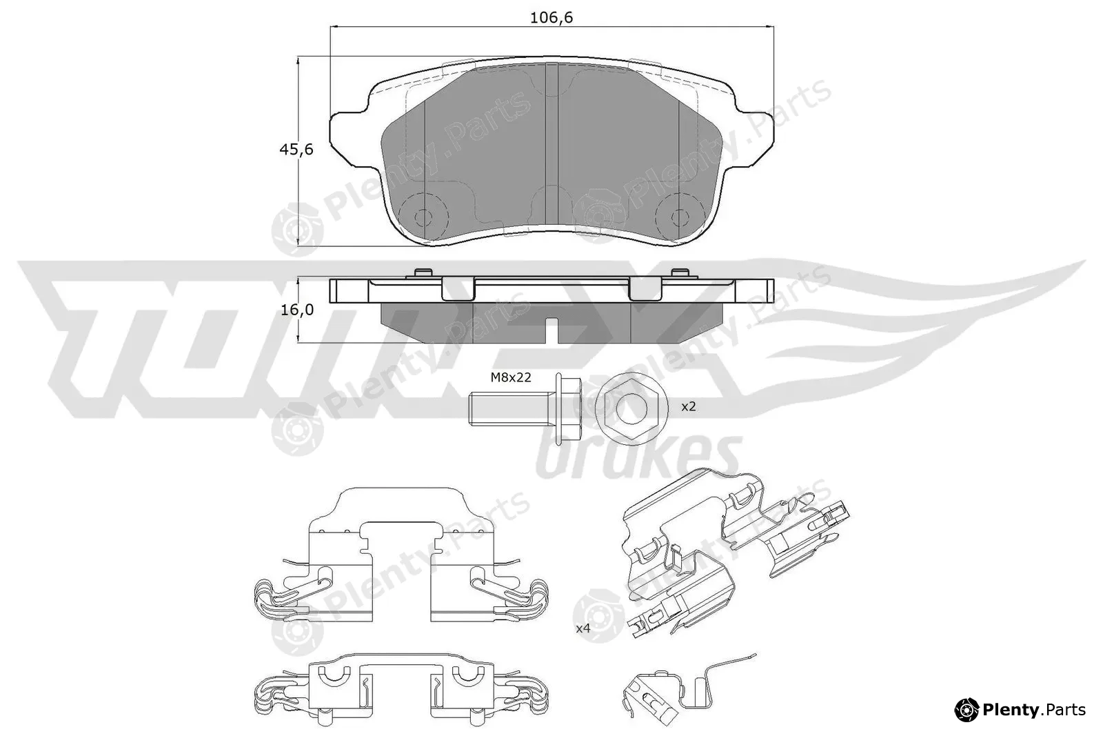 TOMEX Brakes TX18-66 — Brake Pad Set, disc brake