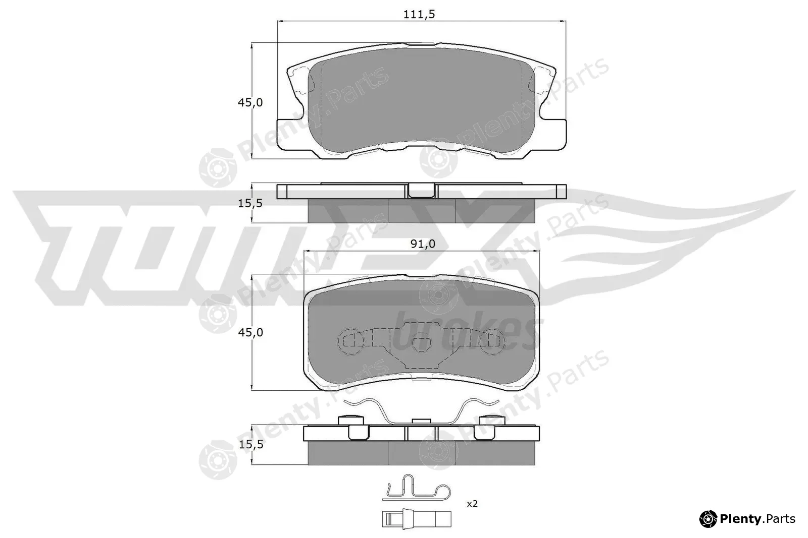 TOMEX Brakes TX15-04 — Brake Pad Set, disc brake
