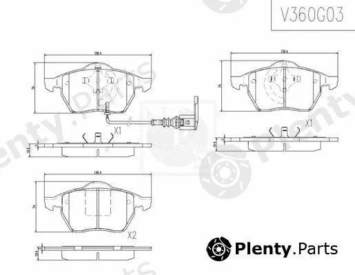 NPS V360G03 — Brake Pad Set, disc brake