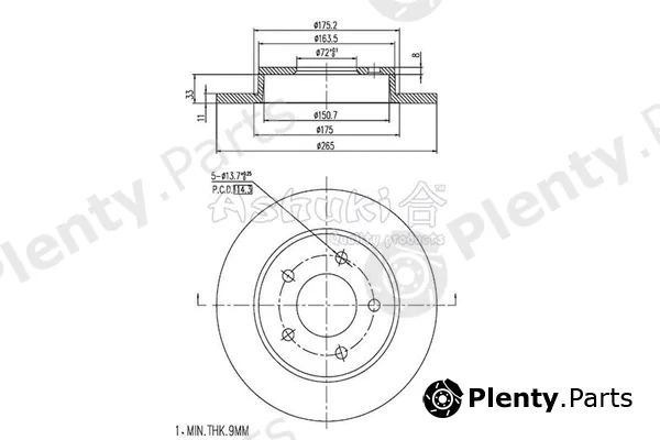 ASHUKI by Palidium 0993-1303 — Brake Disc