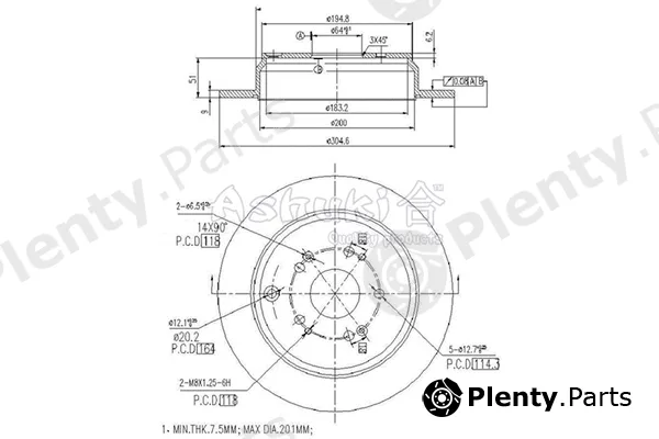 ASHUKI by Palidium 0993-0304 — Brake Disc