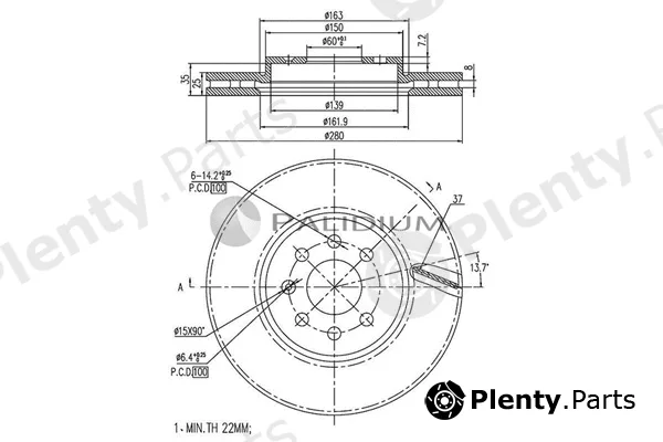 ASHUKI by Palidium P330-027 — Brake Disc